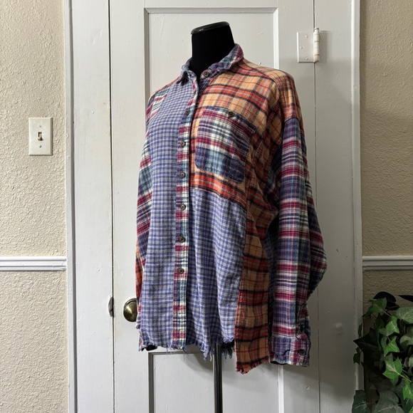 BDG Multicolor Plaid Patchwork Shirt - Picture 11 of 14